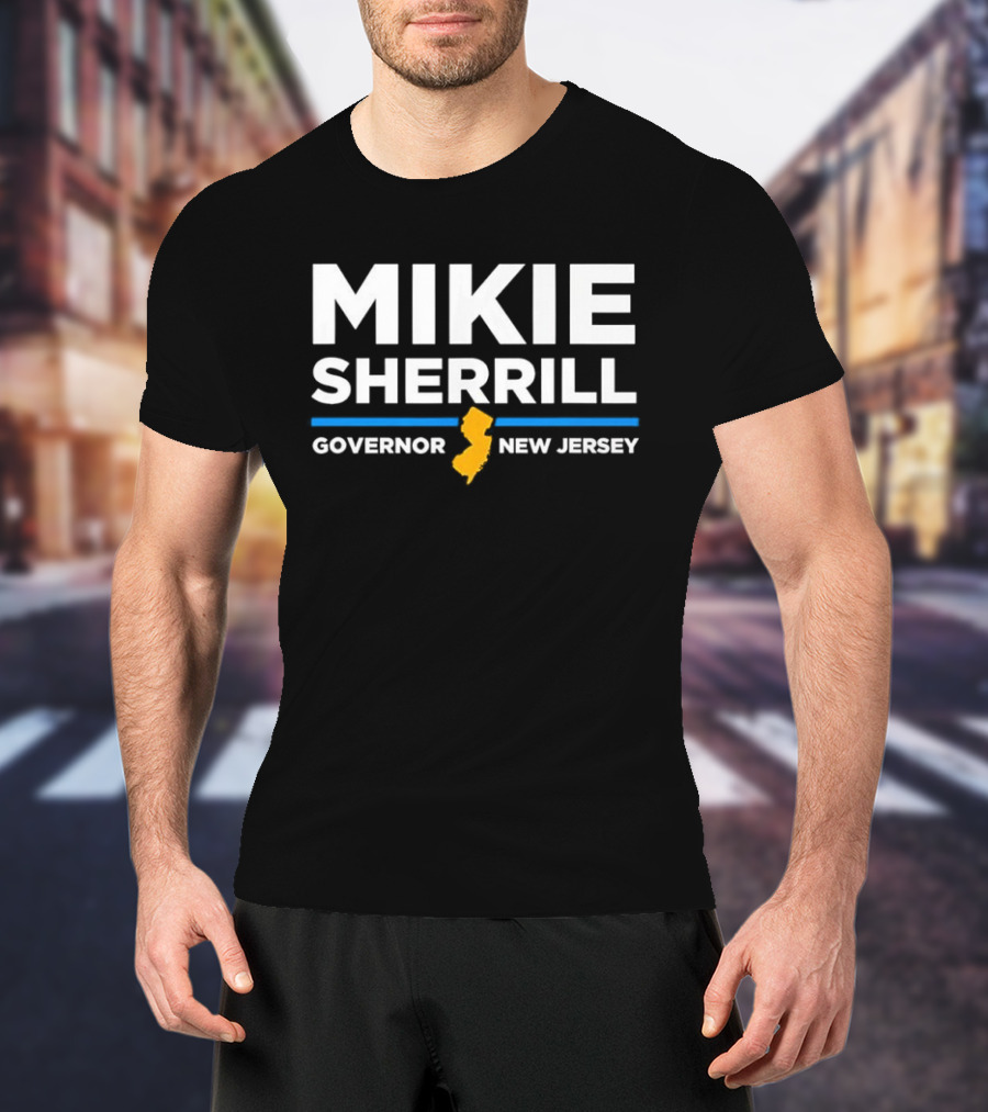 Mikie Sherrill Governor New Jersey With State Map Icon T-Shirt