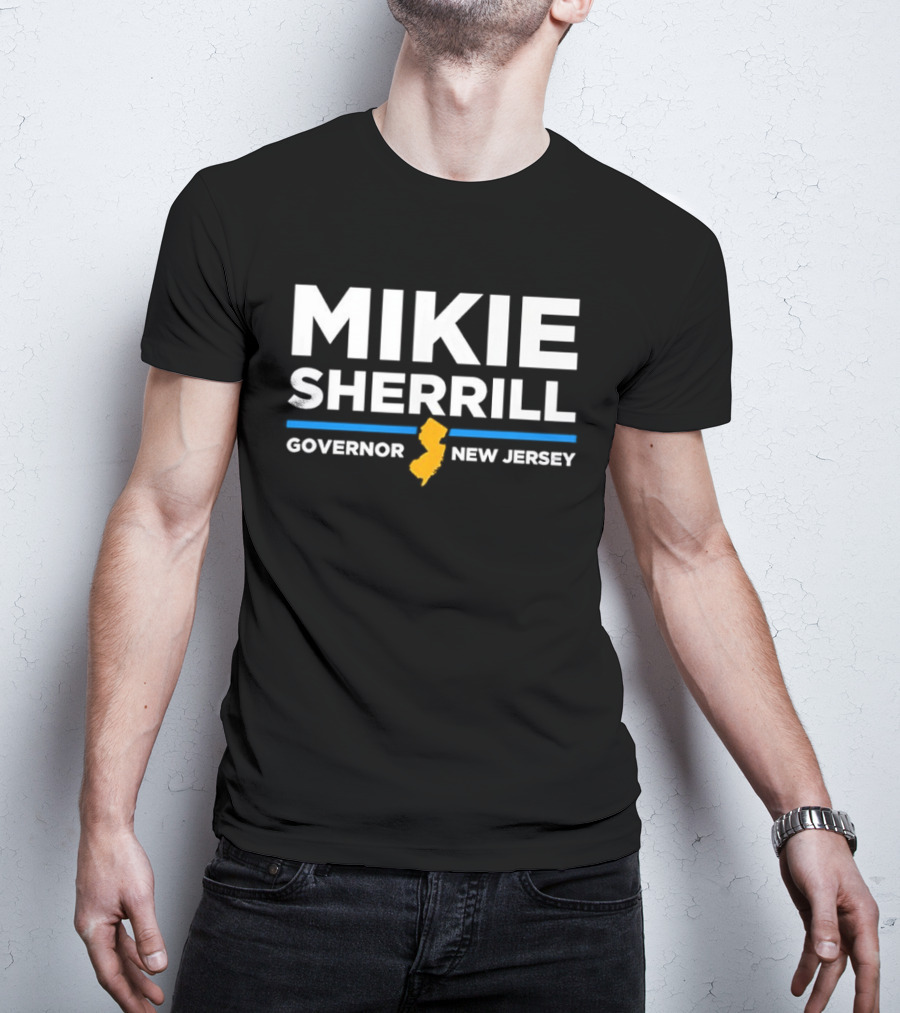 Mikie Sherrill Governor New Jersey With State Map Icon T-Shirt