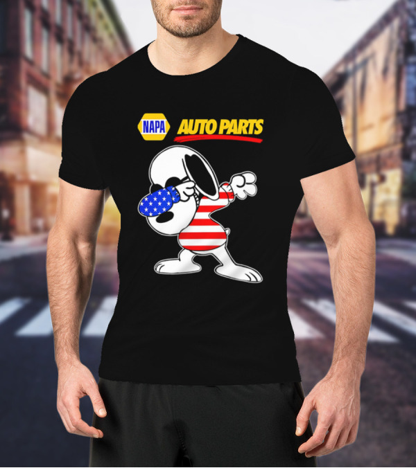 NAPA Auto Parts Snoopy Dabbing USA Flag Character T-Shirt
