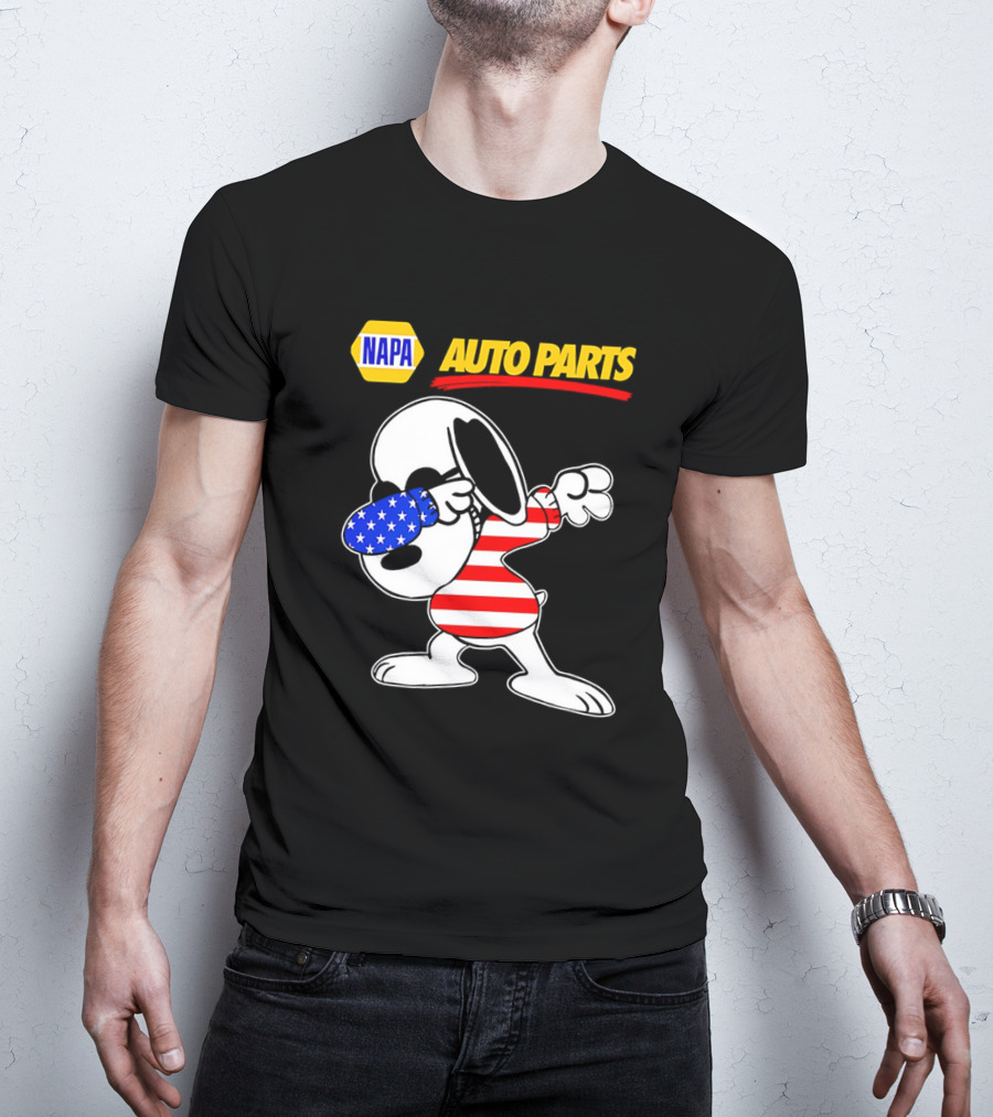 NAPA Auto Parts Snoopy Dabbing USA Flag Character T-Shirt