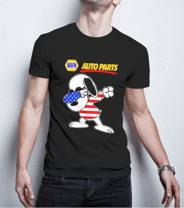 NAPA Auto Parts Snoopy Dabbing USA Flag Character T-Shirt