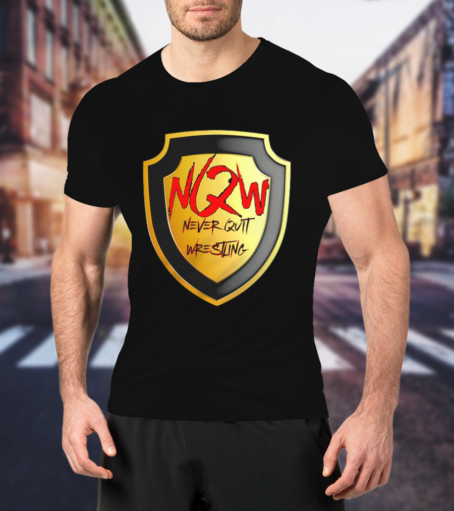 NQW Never Quit Wrestling Shield Badge T-Shirt