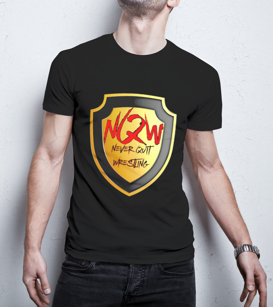 NQW Never Quit Wrestling Shield Badge T-Shirt