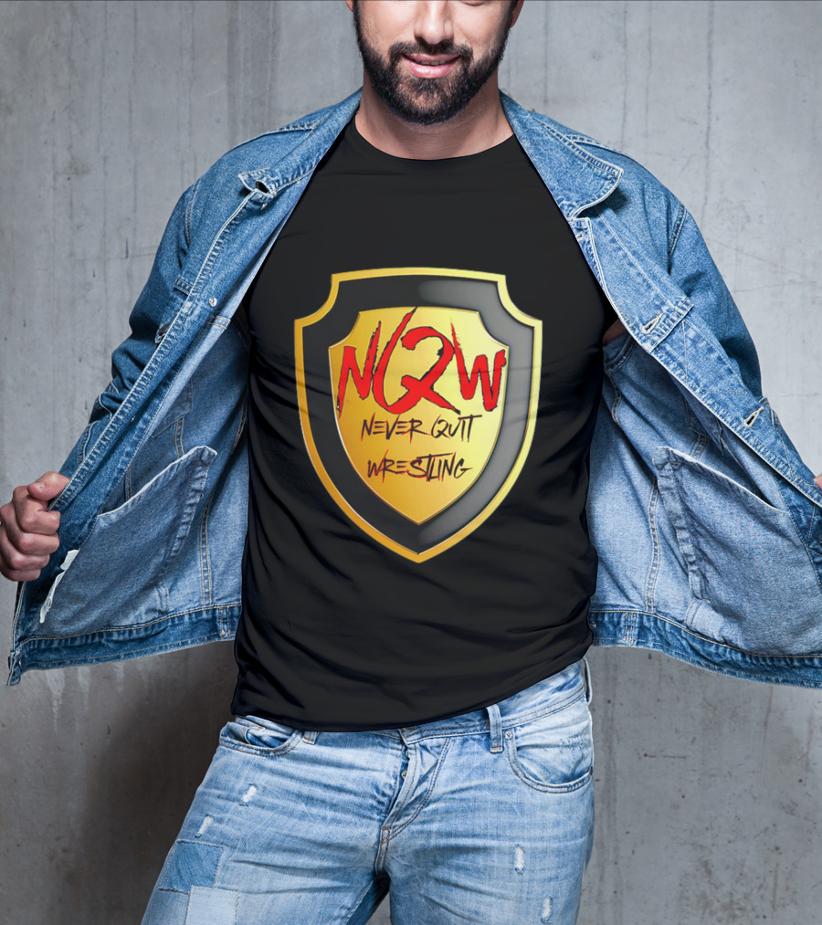 NQW Never Quit Wrestling Shield Badge T-Shirt