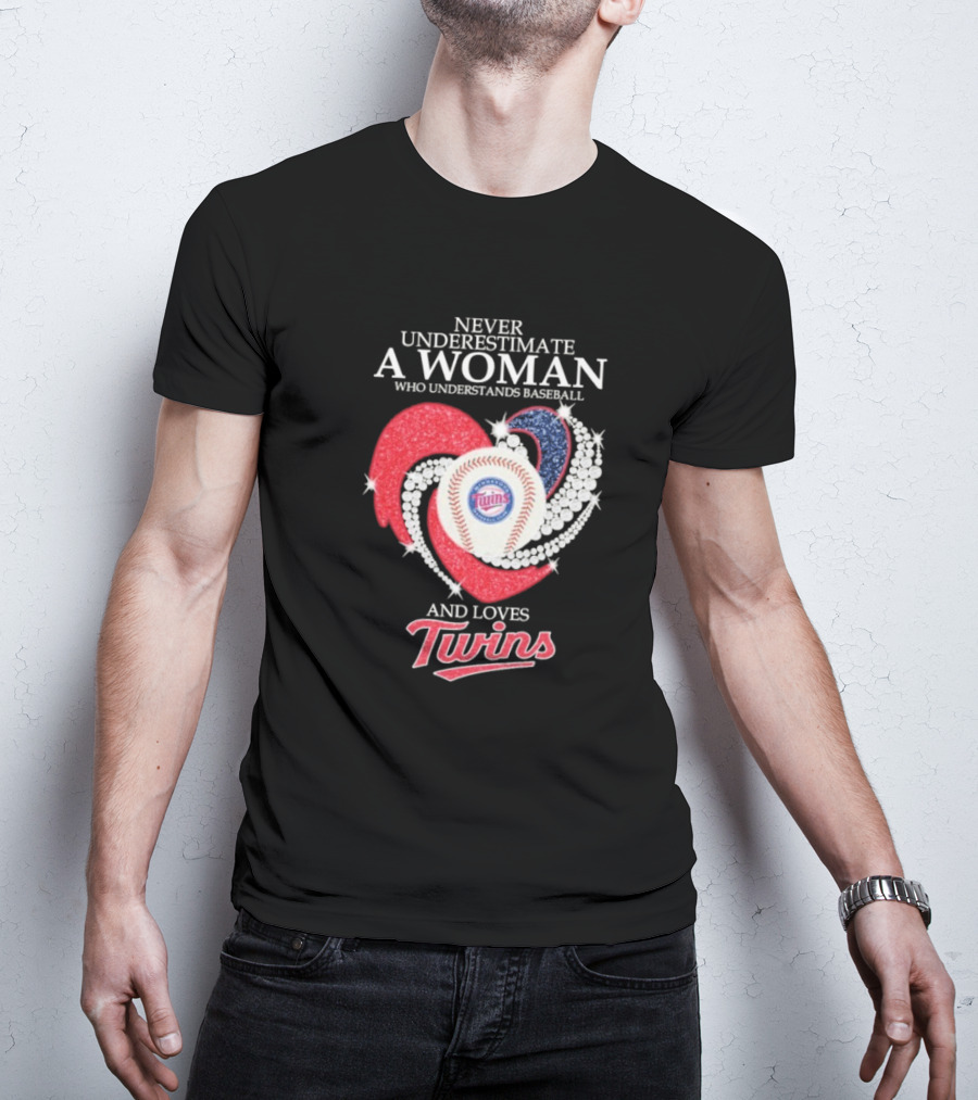 Never Underestimate A Woman Who Understands Baseball And Loves Twins T-Shirt