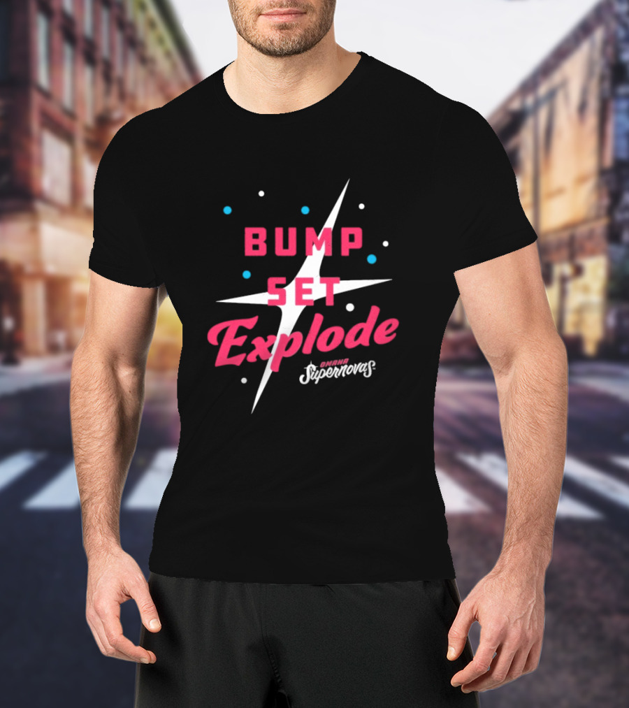 Omaha Supernovas Bump Set Explode Volleyball Starburst T-Shirt