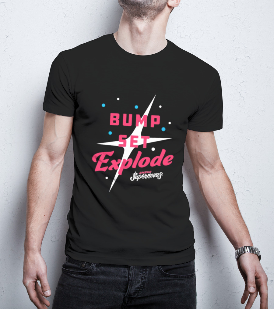 Omaha Supernovas Bump Set Explode Volleyball Starburst T-Shirt