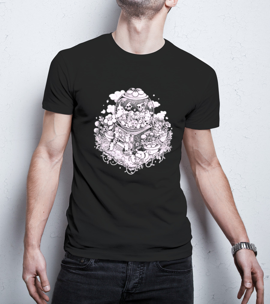 Gacha Machine With Skulls And Flowers Pick-Me T-Shirt