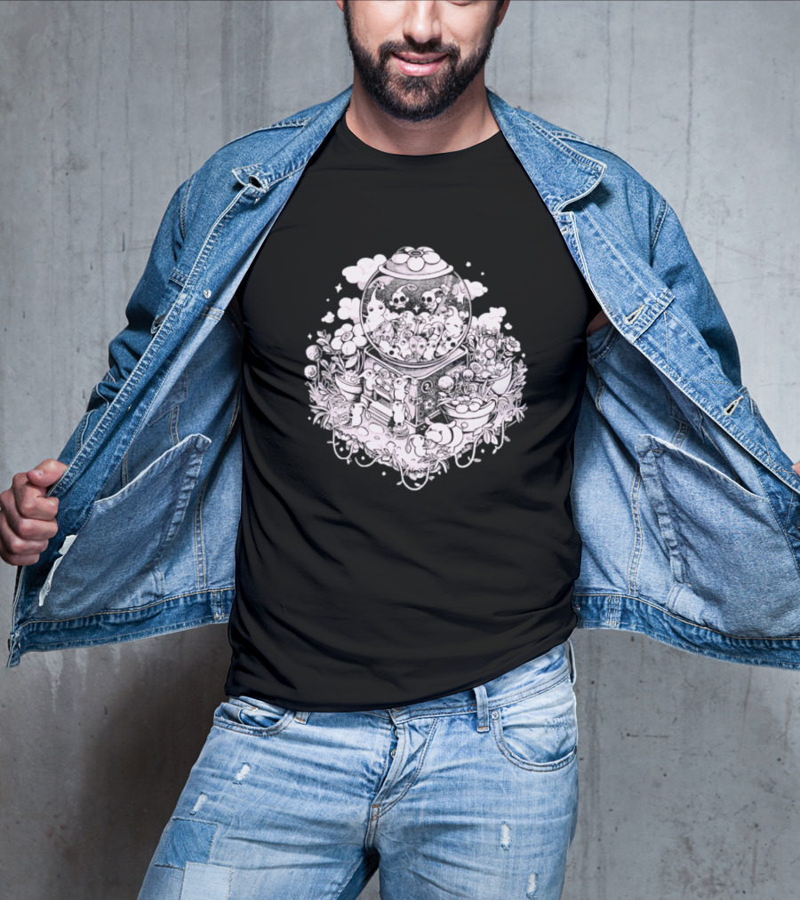Gacha Machine With Skulls And Flowers Pick-Me T-Shirt