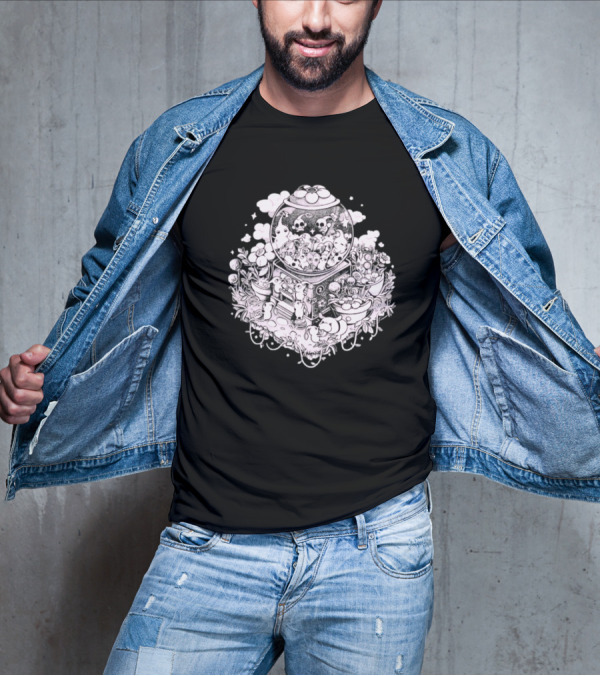 Gacha Machine With Skulls And Flowers Pick-Me T-Shirt