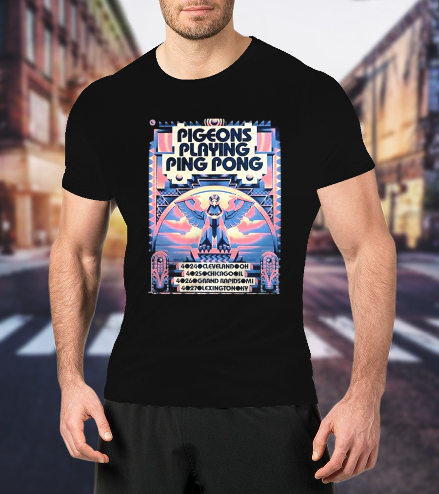Pigeons Playing Ping Pong Midwest Tour 2025 Cleveland Chicago Grand Rapids Lexington T-Shirt