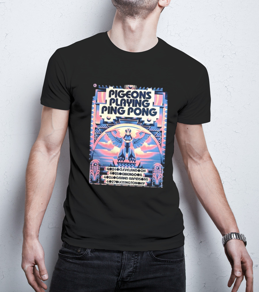 Pigeons Playing Ping Pong Midwest Tour 2025 Cleveland Chicago Grand Rapids Lexington T-Shirt