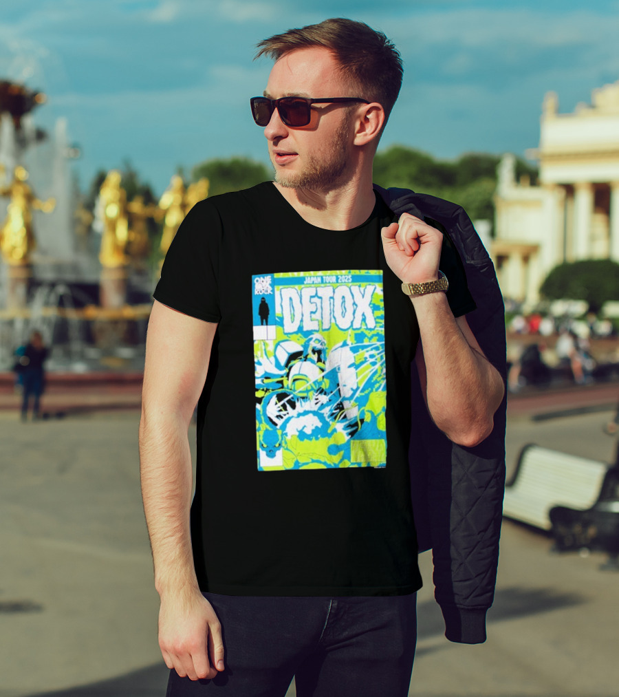 One Ok Rock Detox Japan Tour 2025 プルオーバーパーカー Blue And Green Robot Motif Comic Style T-Shirt