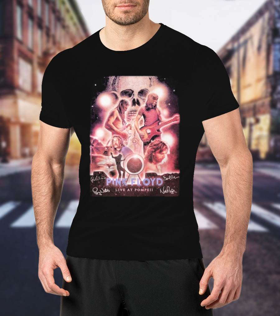 Pink Floyd Live At Pompeii Signatures Skull Guitarist Cosmic 2025 T-Shirt