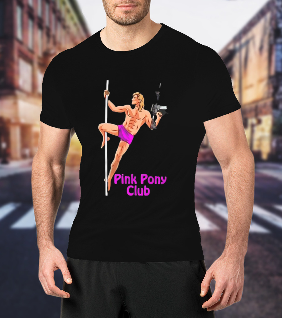 Pink Pony Club Pole Dancer With Gun T-Shirt