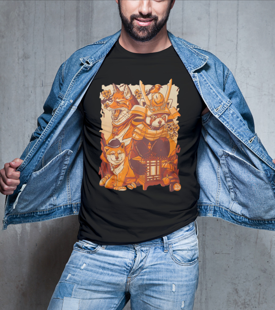 Placeholder Sizer 10th Anniversary Red Panda Samurai Fox Dog T-Shirt
