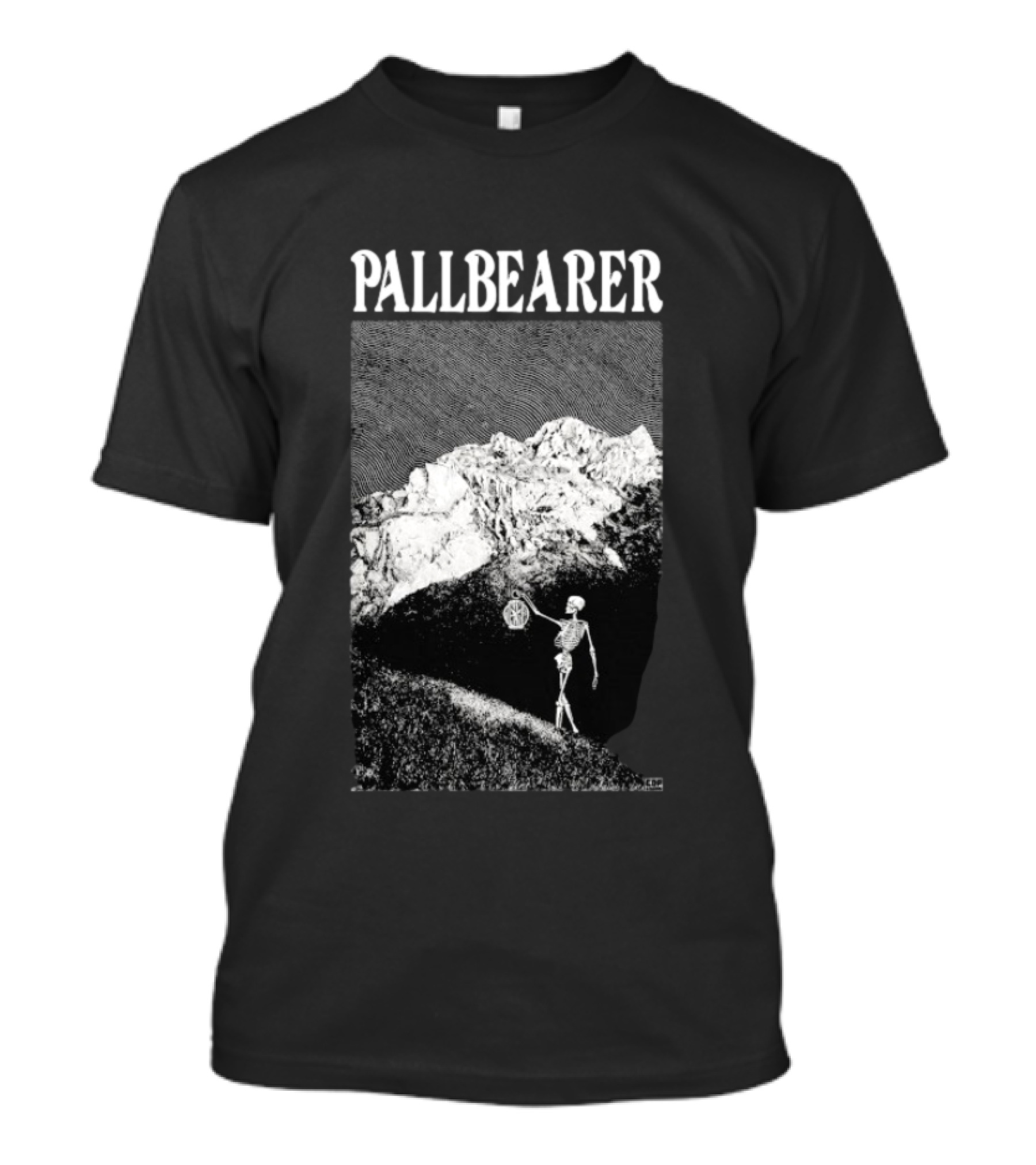 Pallbearer Skeleton Holding Lantern In Mountain Landscape T-Shirt