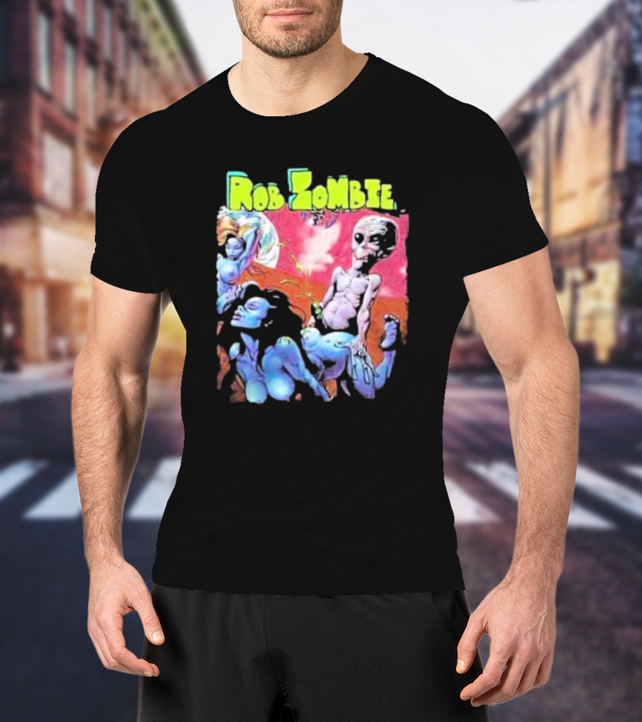 Rob Zombie Colorful Extraterrestrial Humor Scene T-Shirt