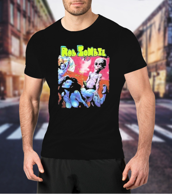 Rob Zombie Colorful Extraterrestrial Humor Scene T-Shirt