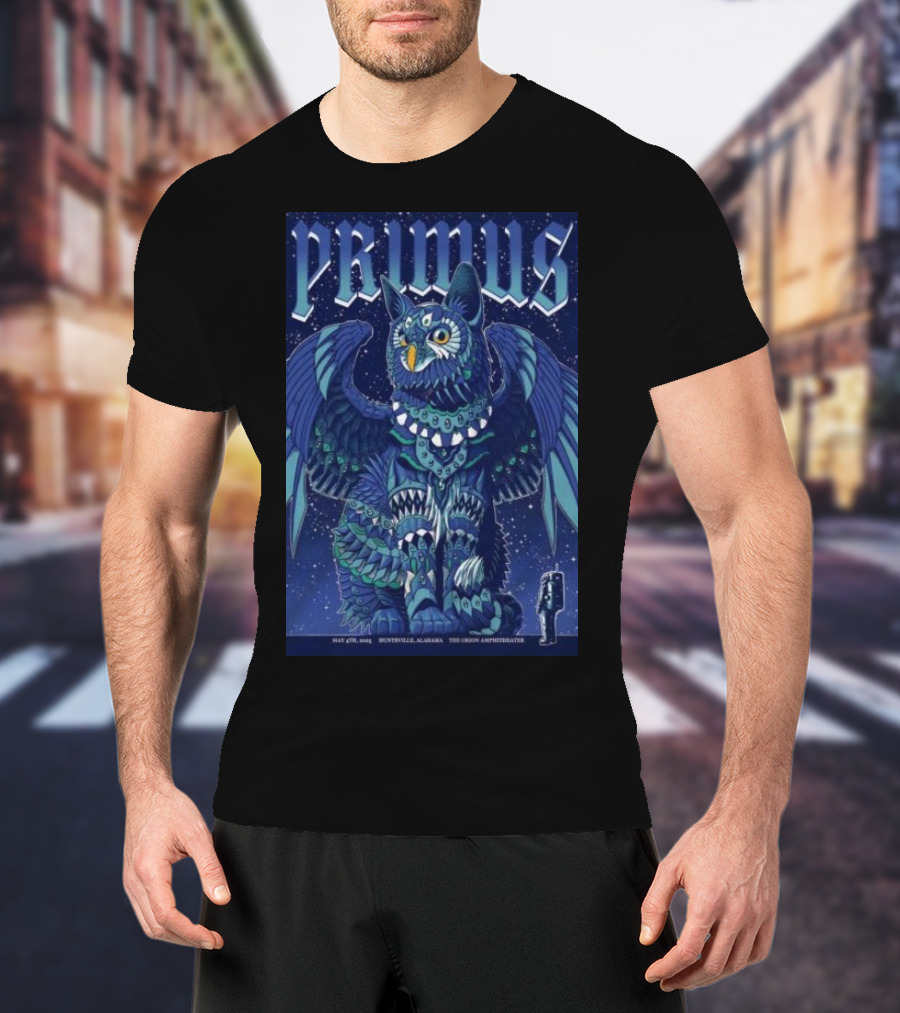 PRIMUS May 4 2025 Huntsville Alabama The Orion Amphitheater Owl Art T-Shirt