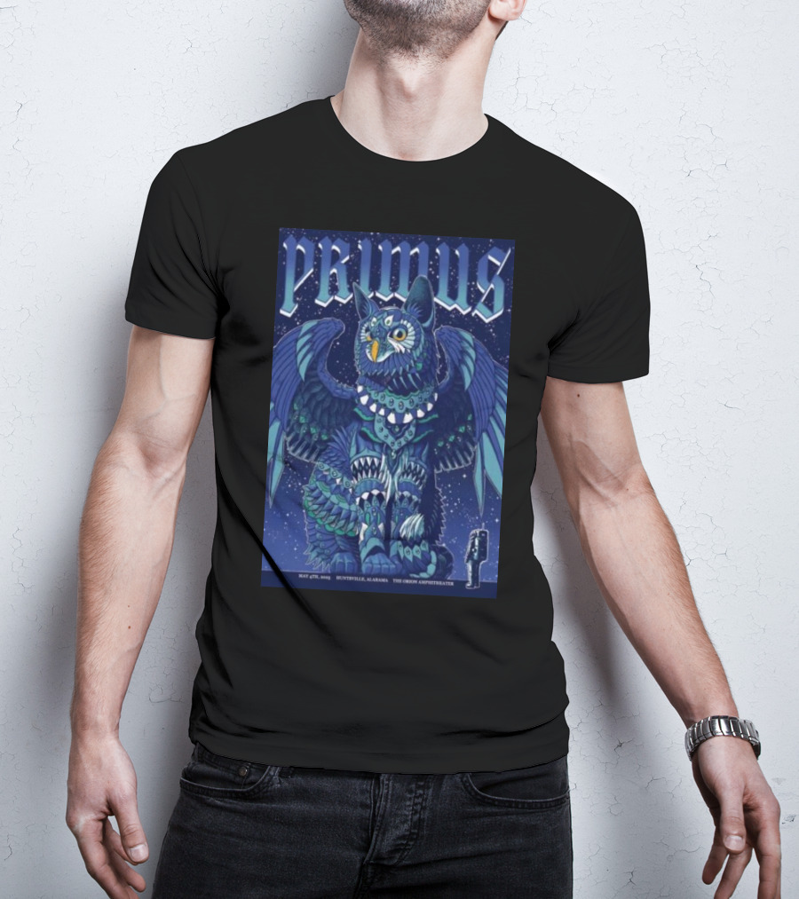 PRIMUS May 4 2025 Huntsville Alabama The Orion Amphitheater Owl Art T-Shirt