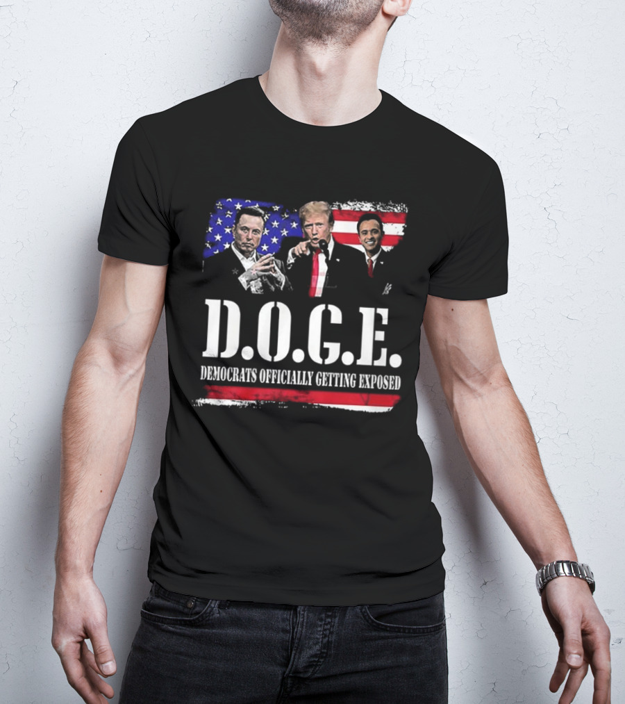 Patriot Pride Mens D.O.G.E Team Democrats Officially Getting Exposed USA Flag Icons T-Shirt