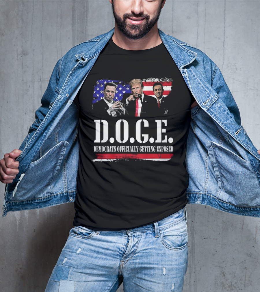 Patriot Pride Mens D.O.G.E Team Democrats Officially Getting Exposed USA Flag Icons T-Shirt