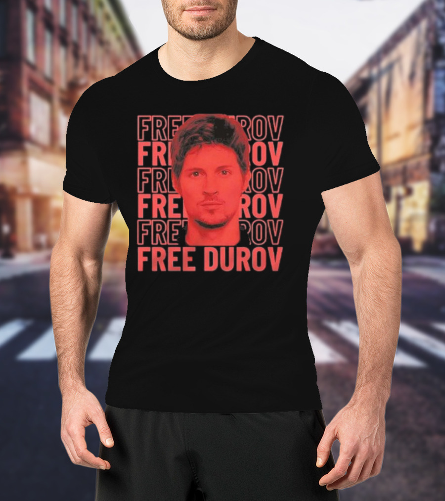 Pavel Durov Free Durov Repeated Text Portrait T-Shirt