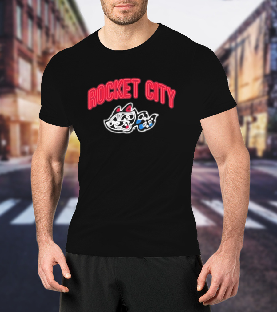 Rocket City Trash Pandas Neon Logo And Mascot T-Shirt