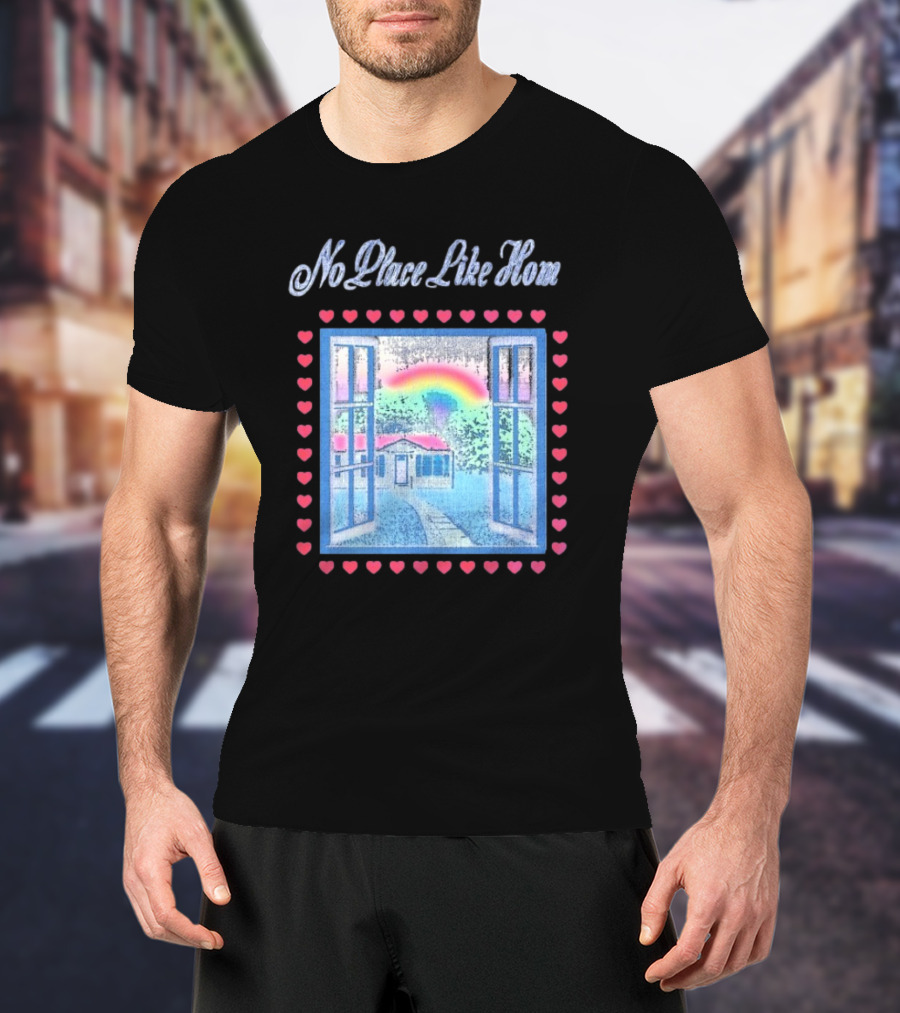 No Place Like Home Tour 2025 Window Heart Rainbow House T-Shirt