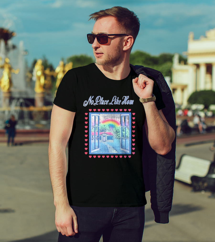 No Place Like Home Tour 2025 Window Heart Rainbow House T-Shirt