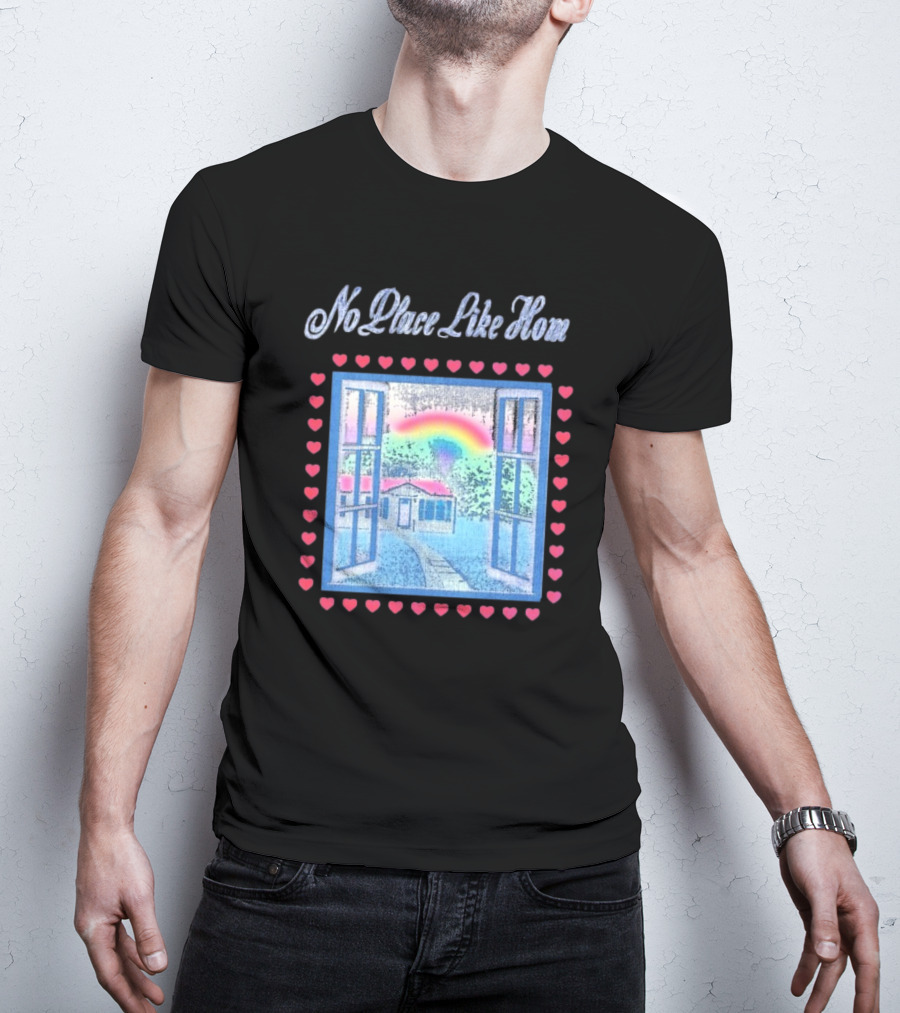 No Place Like Home Tour 2025 Window Heart Rainbow House T-Shirt