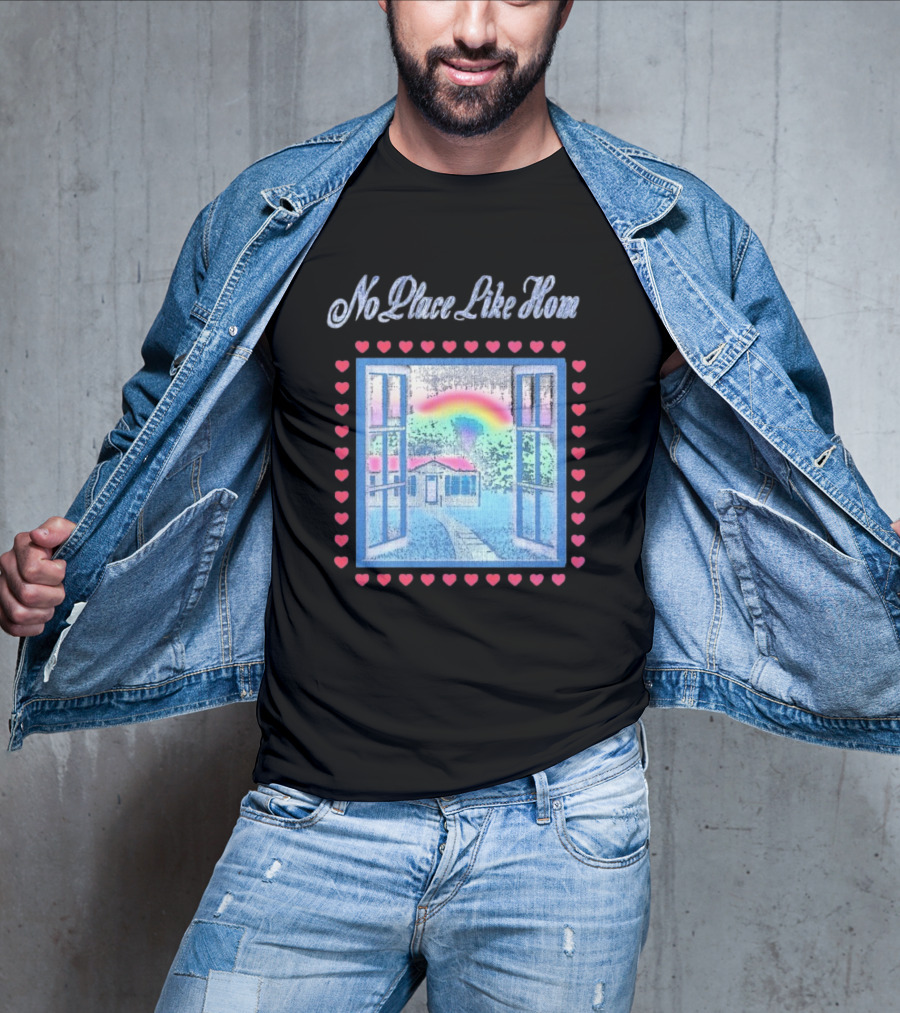 No Place Like Home Tour 2025 Window Heart Rainbow House T-Shirt