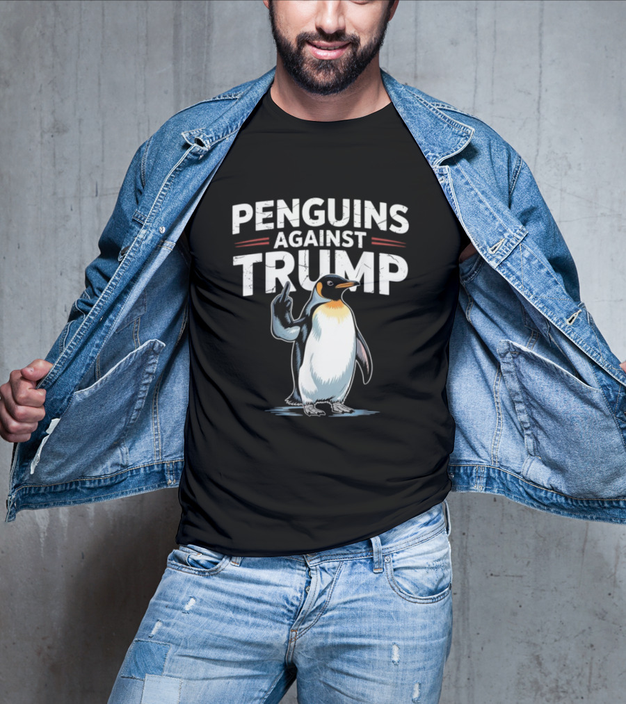 Penguins Against Trump Middle Finger Flippers Up T-Shirt