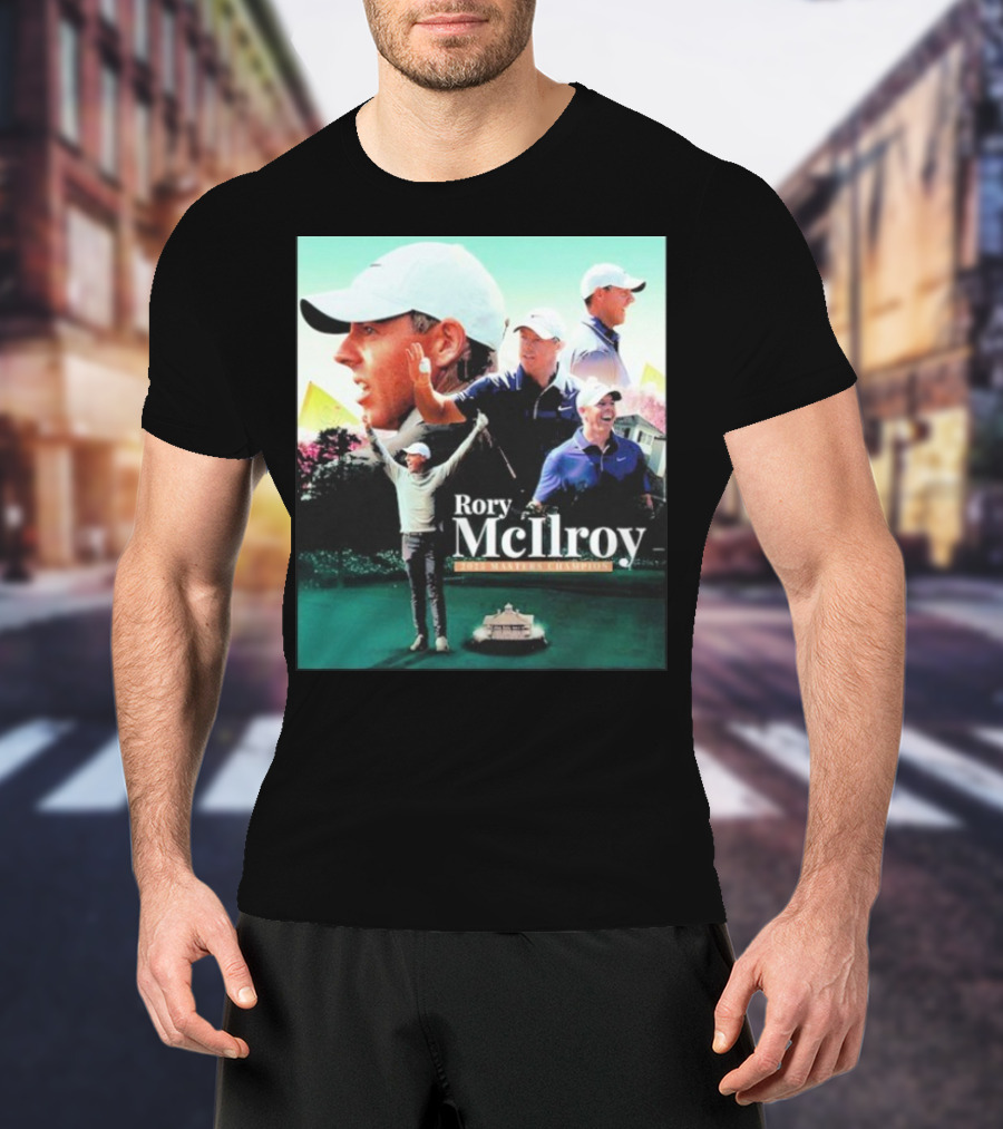 Rory McIlroy 2025 Masters Champion Celebration Golf Montage T-Shirt