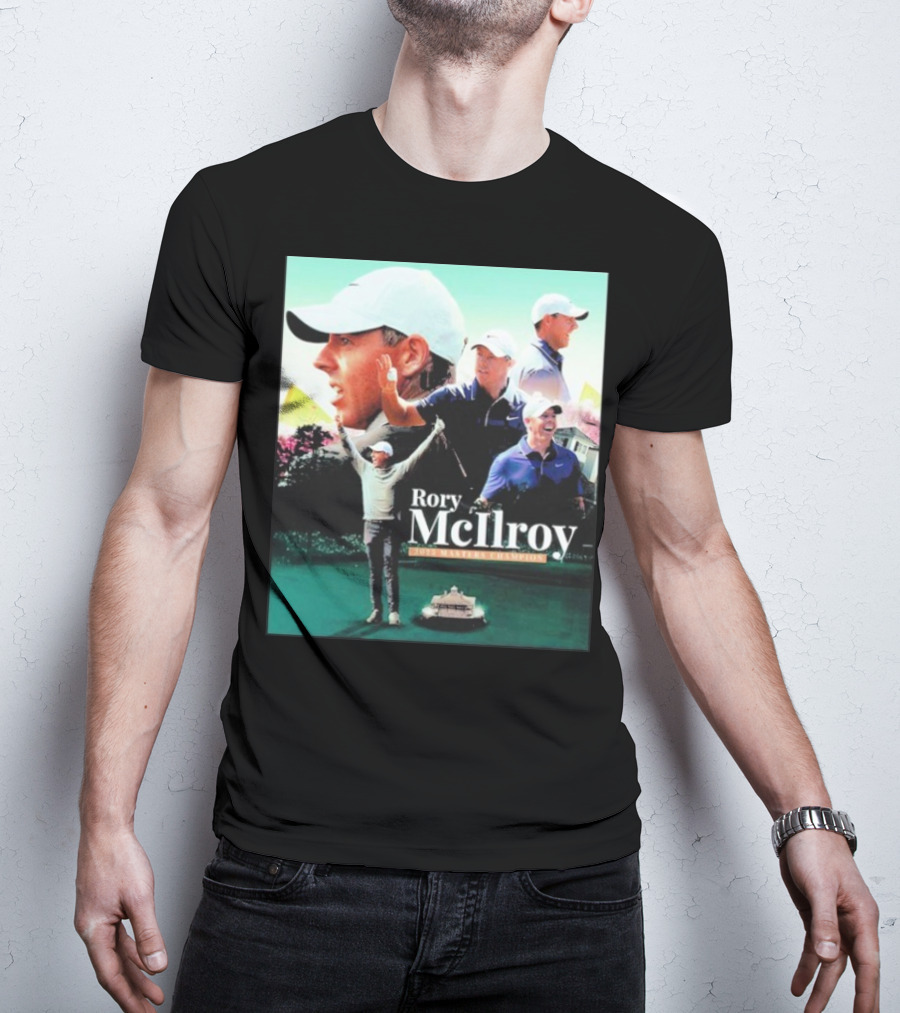 Rory McIlroy 2025 Masters Champion Celebration Golf Montage T-Shirt