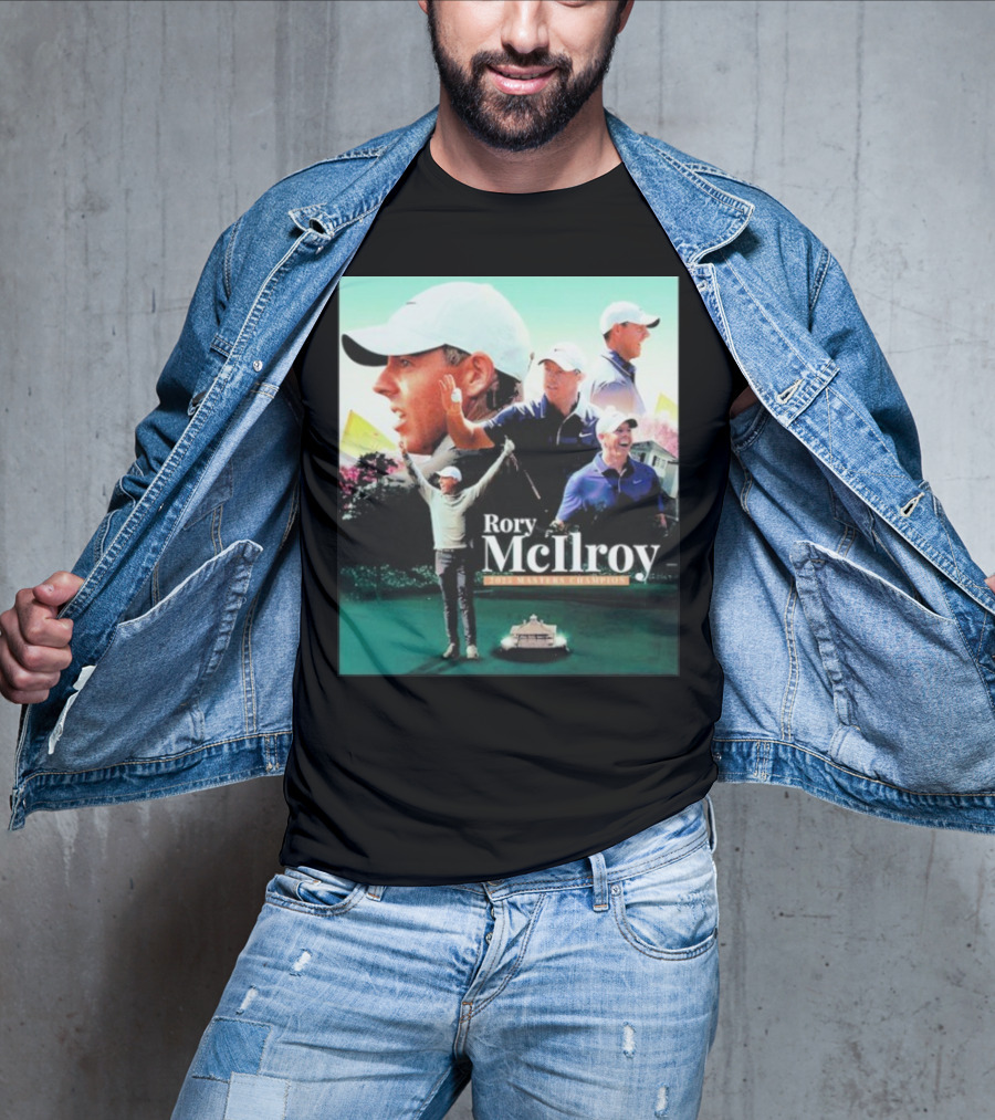 Rory McIlroy 2025 Masters Champion Celebration Golf Montage T-Shirt