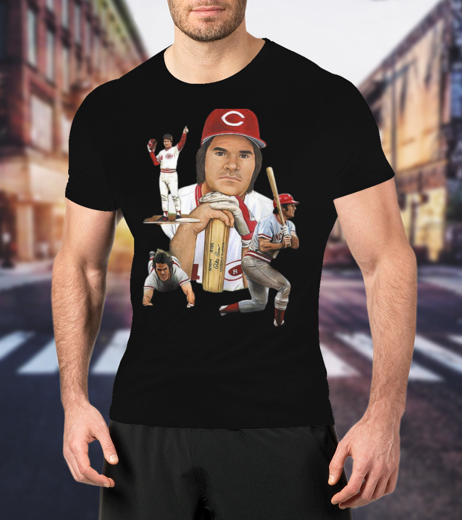 PETE ROSE Cincinnati Reds Baseball Legend 41 24 T-Shirt