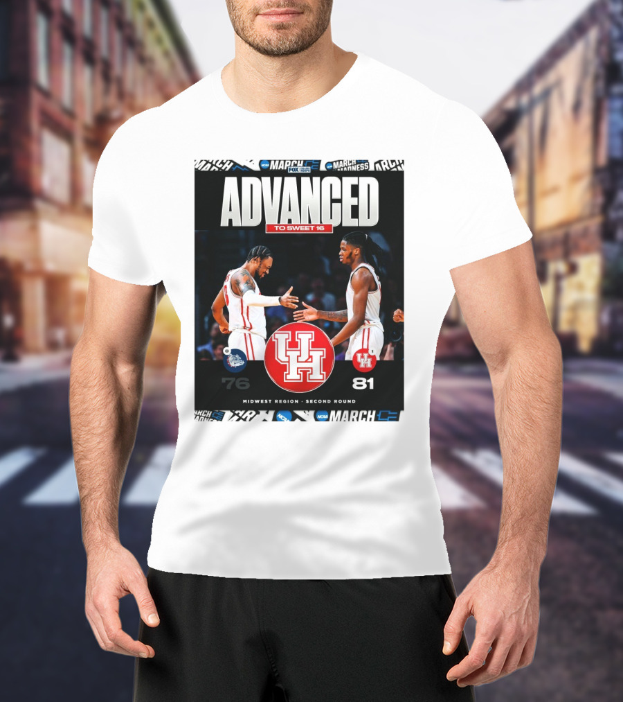 Advanced To Sweet 16 Houston Cougars 81 Gonzaga Bulldogs 76 Midwest Region Second Round T-Shirt