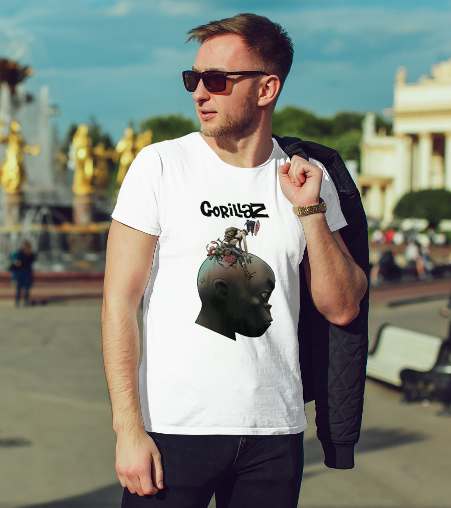 Gorillaz Character Sitting On Head Star Symbol T-Shirt