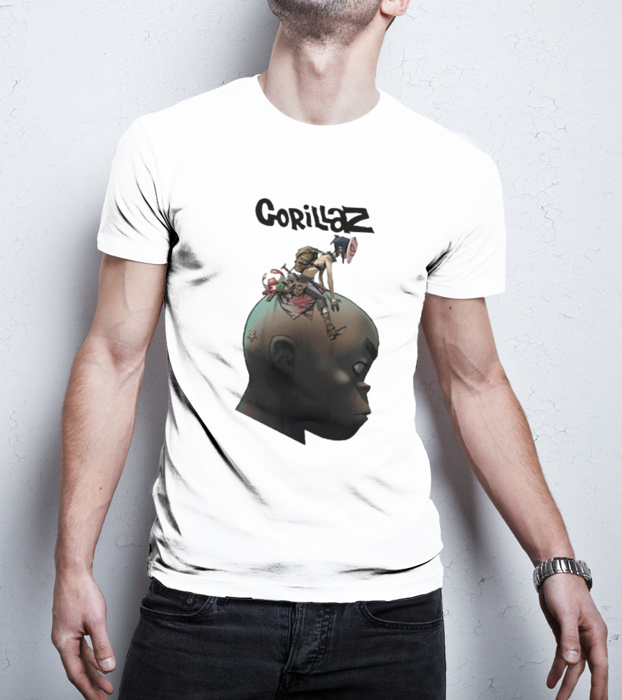 Gorillaz Character Sitting On Head Star Symbol T-Shirt