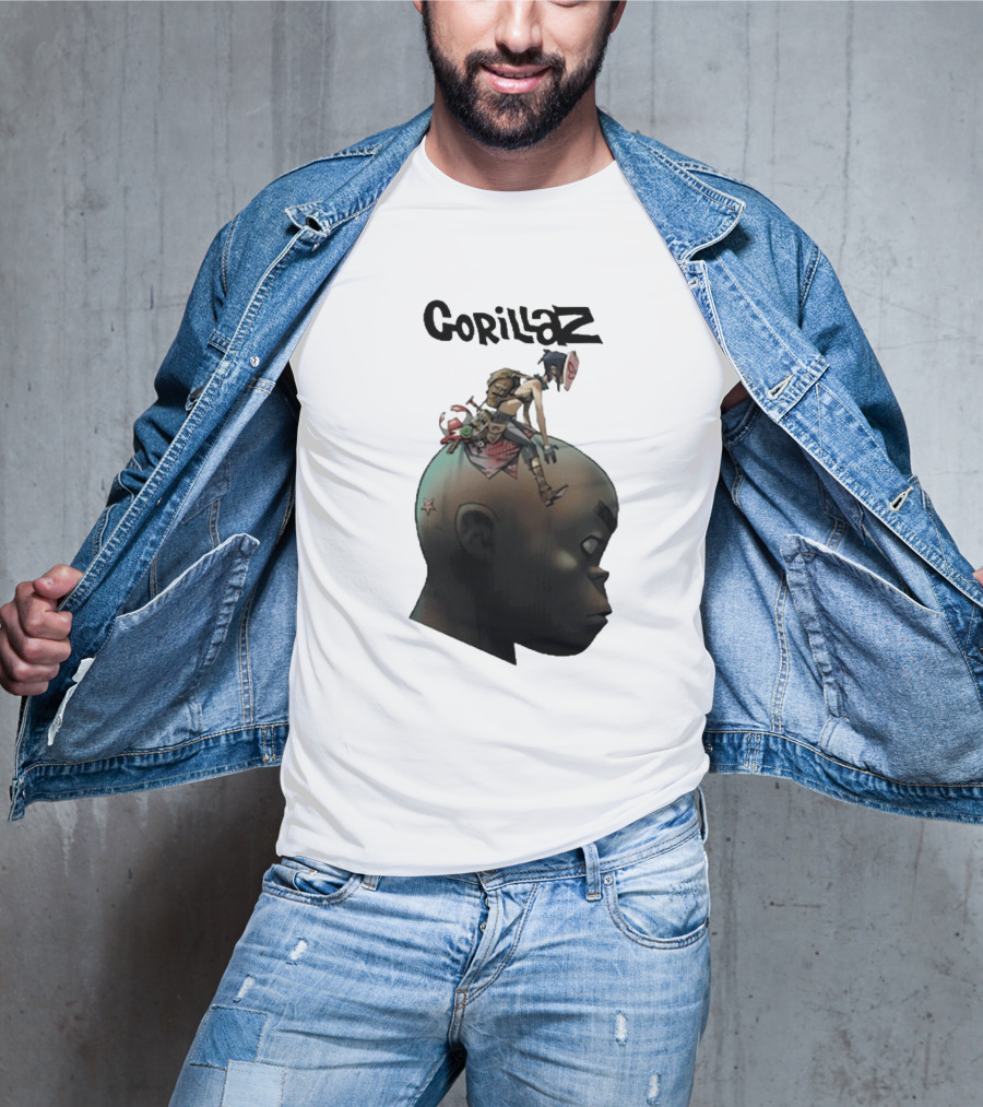 Gorillaz Character Sitting On Head Star Symbol T-Shirt