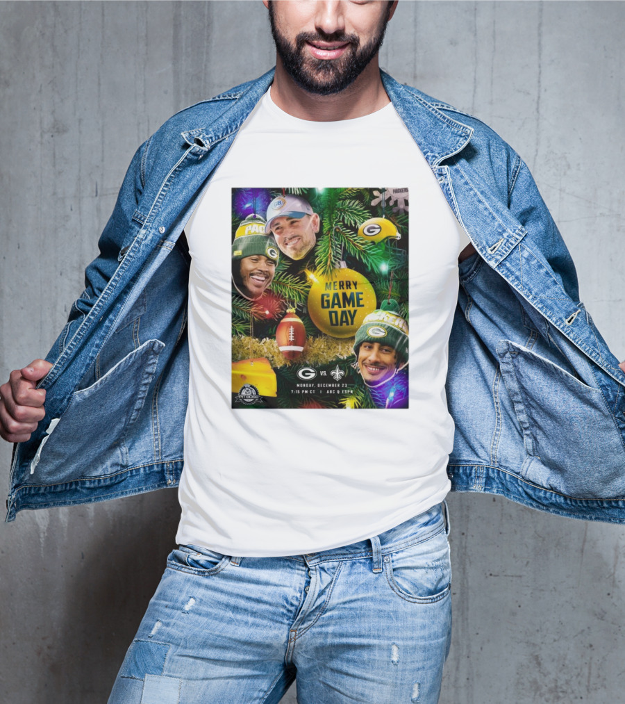 Merry Game Day Green Bay Packers Vs New Orleans Saints Monday December 23 ABC ESPN T-Shirt