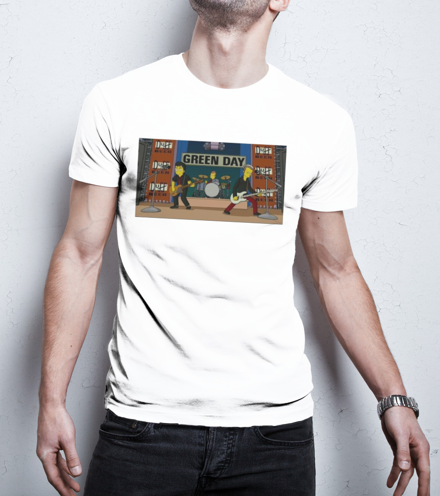 Green Day Concert Scene In The Simpsons Movie With Duff Beer Backdrop T-Shirt
