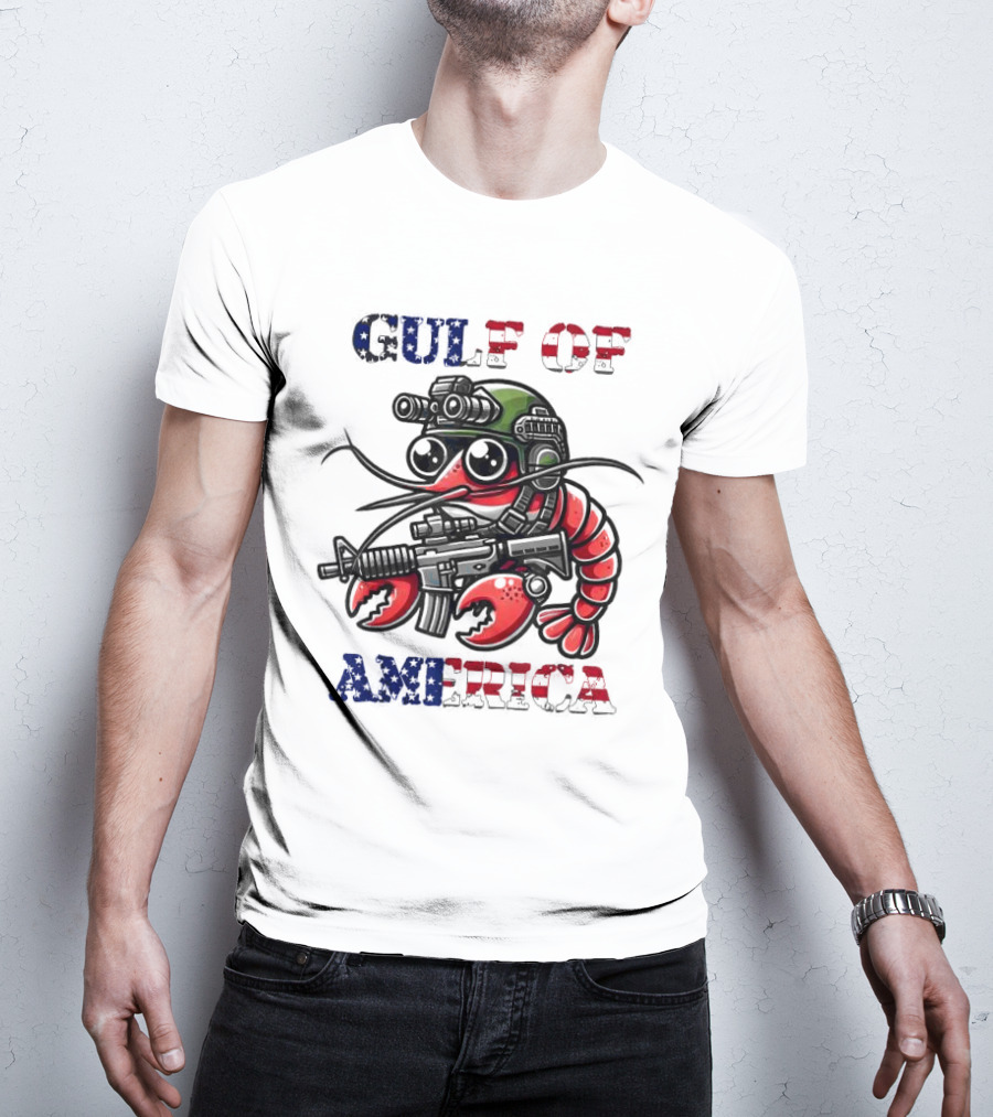 Gulf Of America Tactical Shrimp Patriotic Military Camouflage T-Shirt
