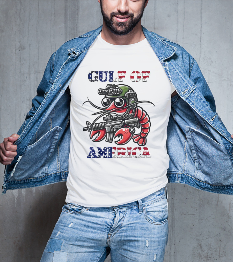 Gulf Of America Tactical Shrimp Patriotic Military Camouflage T-Shirt