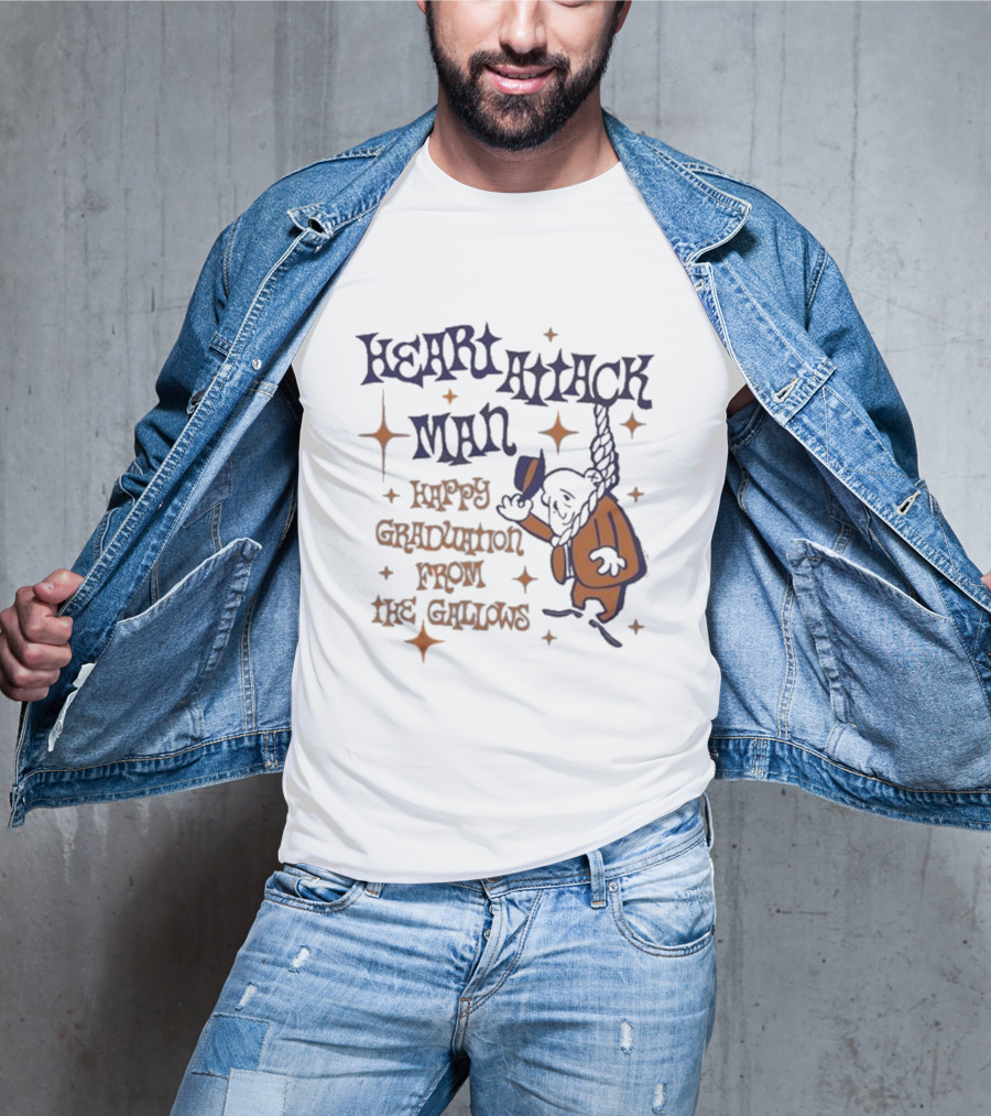 Heart Attack Man Happy Graduation From The Gallows Vintage Cartoon Style T-Shirt