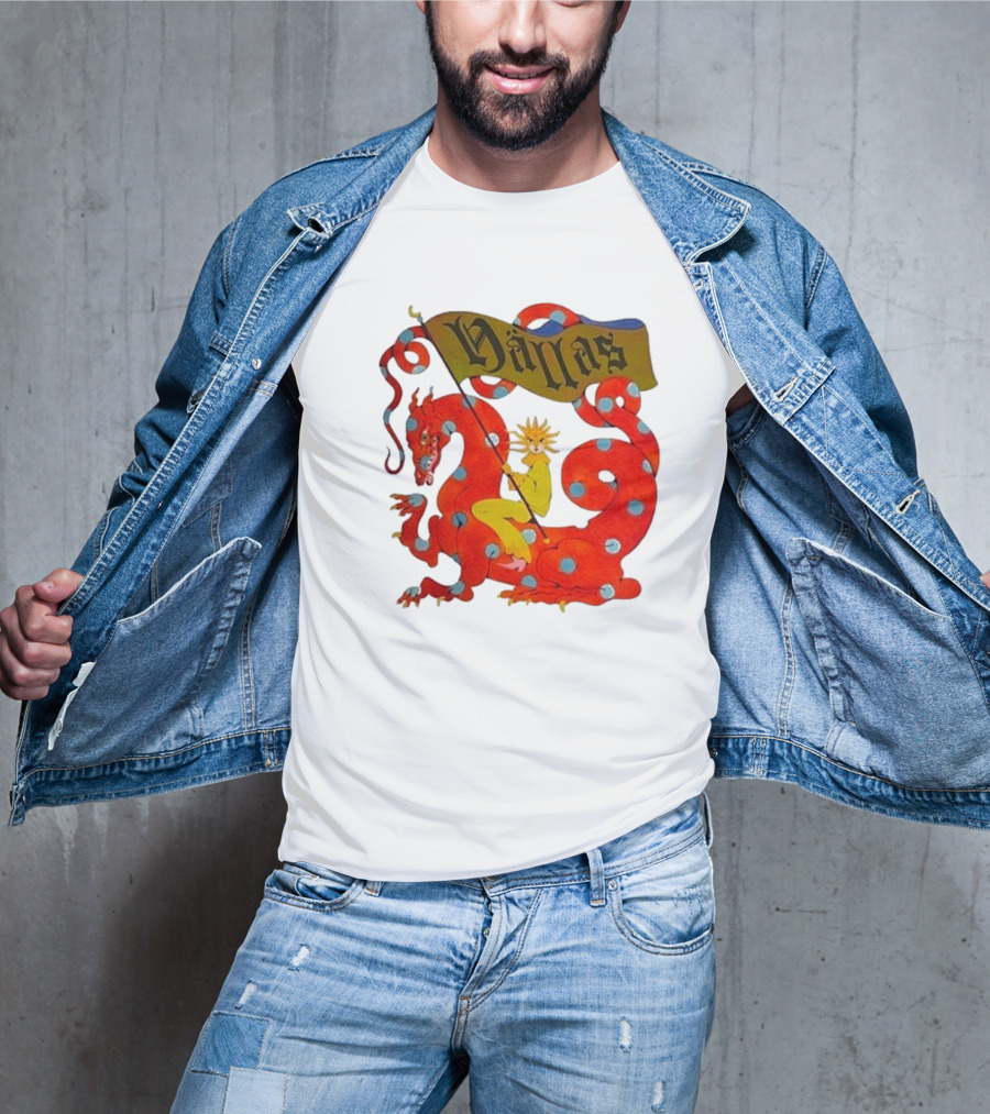 Hällas Flower Knight Riding Red Polka Dot Dragon T-Shirt