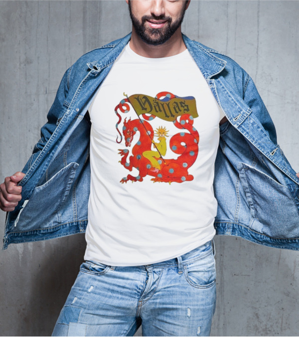 Hällas Flower Knight Riding Red Polka Dot Dragon T-Shirt