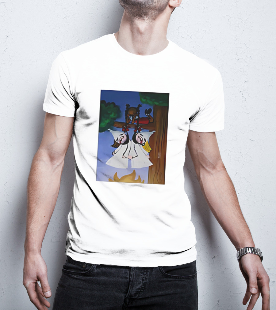 "Hang Your Robes Classic Cartoon Tree Scene With Robes" T-Shirt